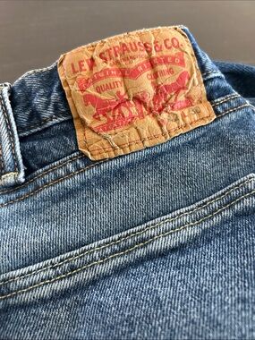Levi's Blue Denim Jeans with Tan Leather Patch